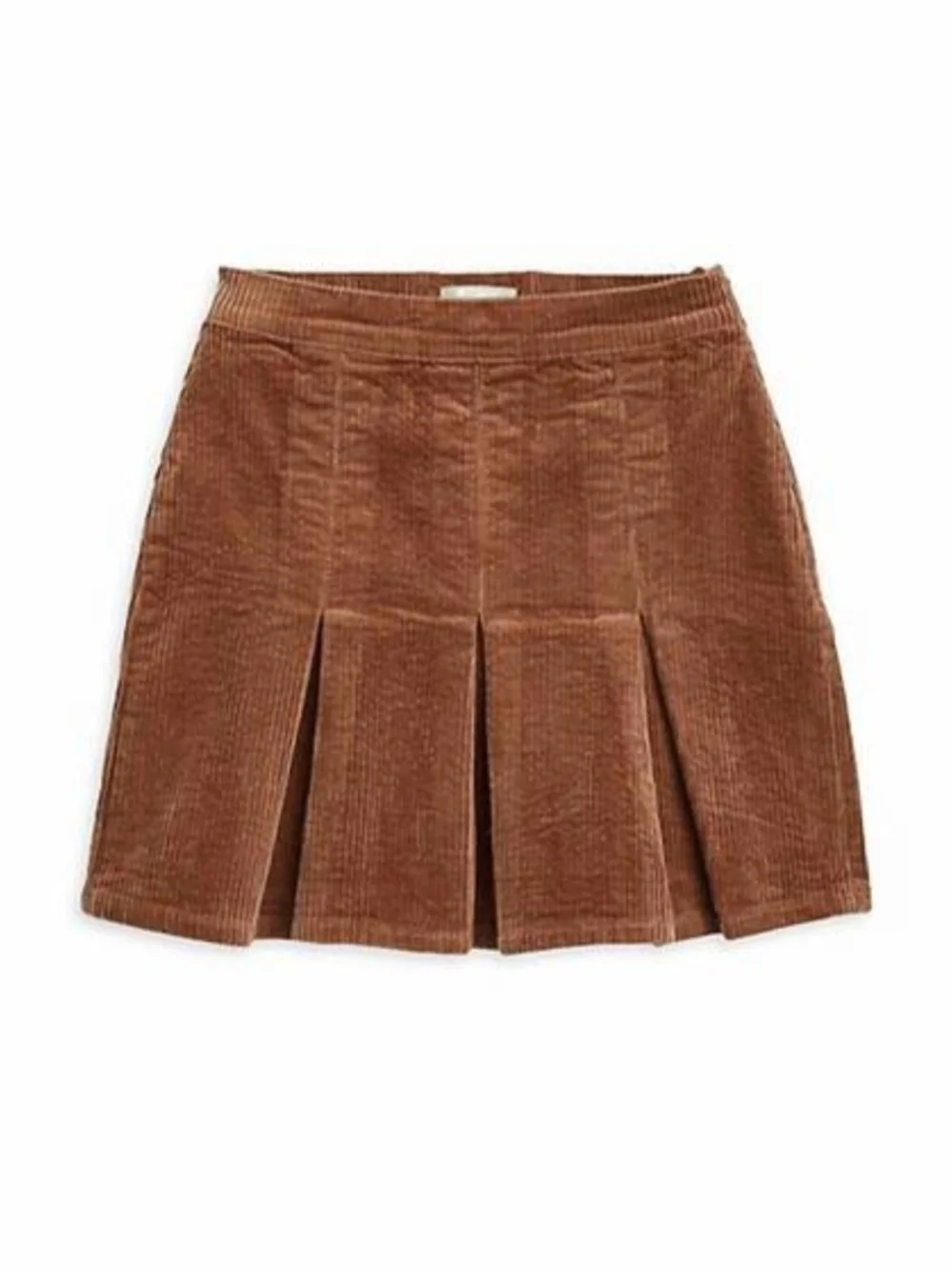 Tractr Corduroy Pleated Mini Skirt in Rust